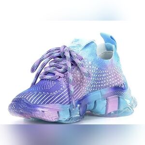 Steve Madden Girls' Rainbow Ombre Rhinestone Sneakers Size 9 EUC